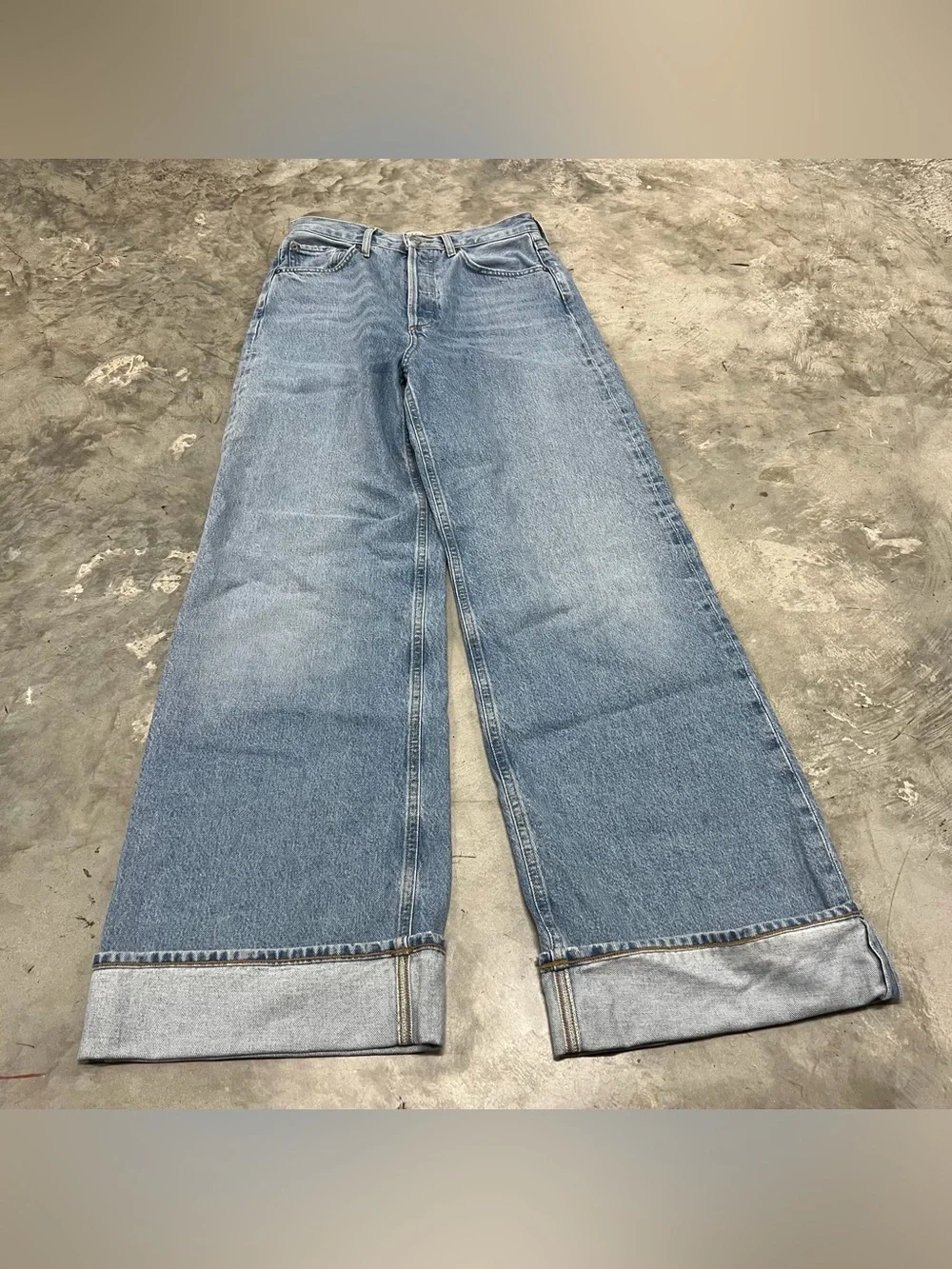 AGOLDE Dame Jean Jeans Womens 25 High Rise Wide Leg Showdown Denim A9159-1141